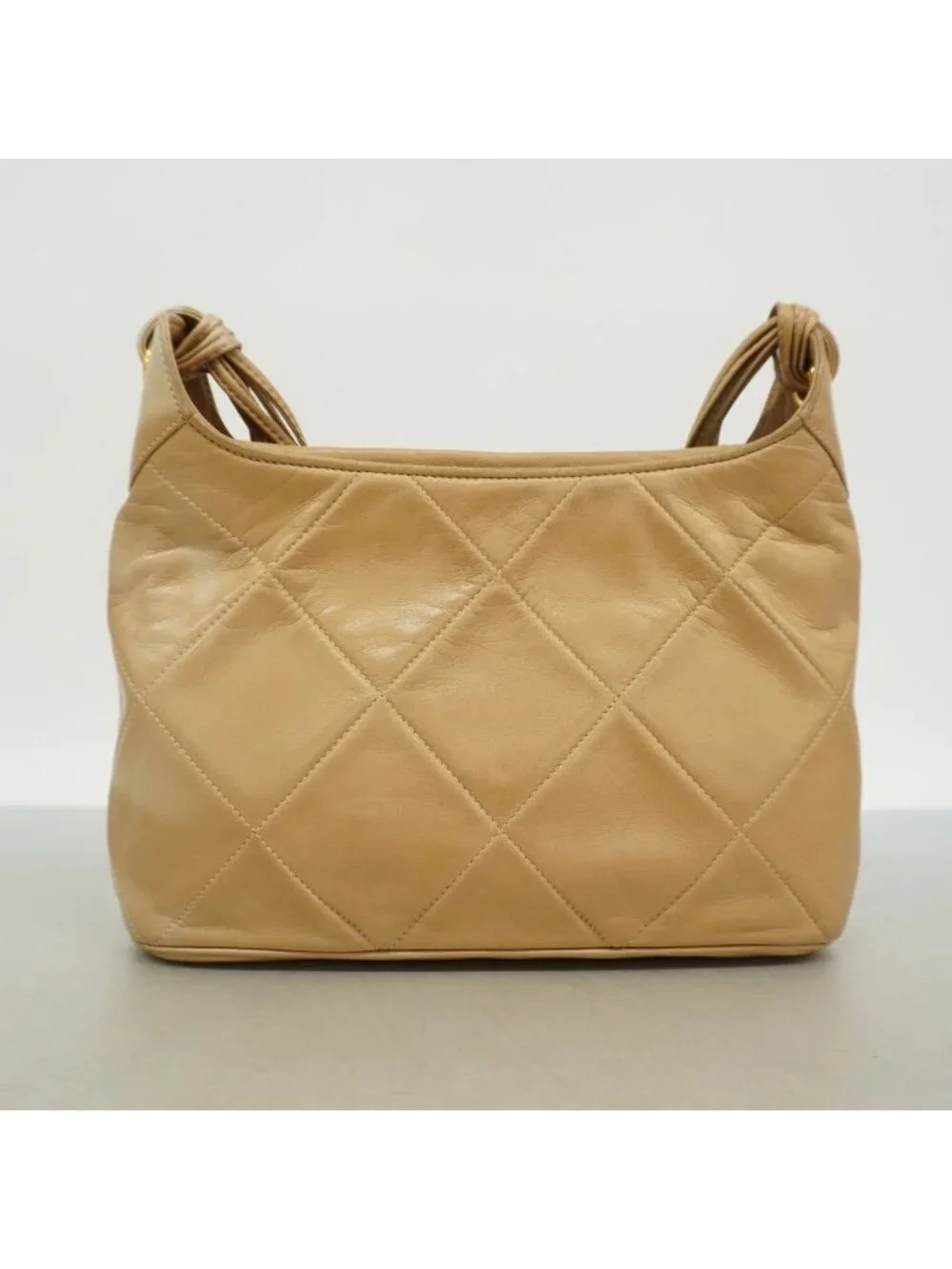 Chanel Shoulder Bag Lambskin Beige Gold